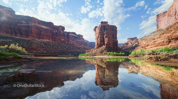 Majestic Red Rock Canyon Reflected in Serene Waters