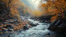 Tranquil Autumn River with Vibrant Golden Leaves