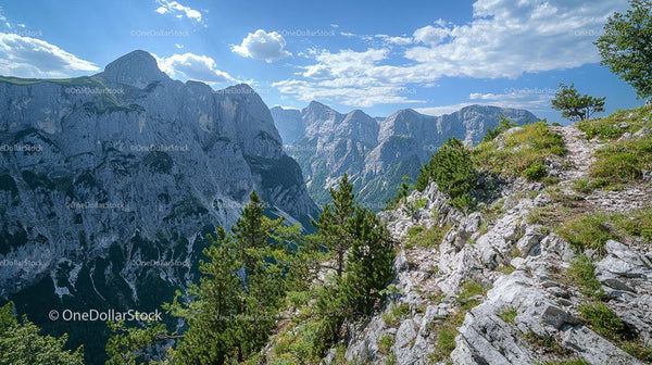 Scenic Mountain Landscape with Alpine Pathway