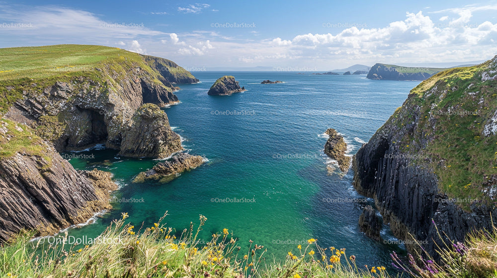 Scenic Cliffs and Blue Ocean on a Sunny Day