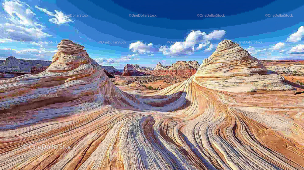 Majestic Sandstone Formations Under Vibrant Blue Sky