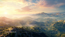 Scenic Sunrise Over Misty Mountain Range in Wilderness