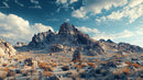 Dramatic Desert Mountain Range under Blue Sky