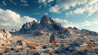 Dramatic Desert Mountain Range under Blue Sky