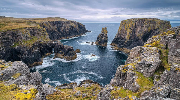 Rugged Sea Cliffs and Ocean Waves on Scenic Coastline