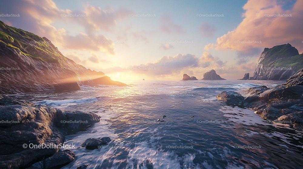 Breathtaking Sunset Over Rocky Coastal Cliffs