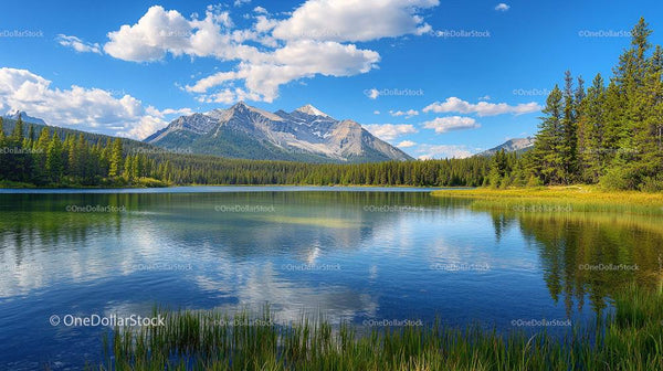Majestic Mountain Range Reflected in Serene Alpine Lake