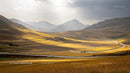 Golden Fields and Winding Roads Amidst Mountain Landscapes