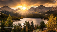Golden Sunset Over Majestic Mountain Lake