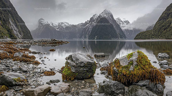 Majestic Mountain Landscape with Serene Lake and Snowcapped Peaks
