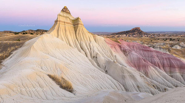 Majestic Desert Landscape with Colorful Eroded Cliffs at Sunrise