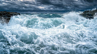 Powerful Ocean Waves Crashing on Rocky Coastline