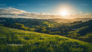 Sunset Over Rolling Green Hills and Lush Valleys
