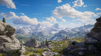 Breathtaking Mountain Landscape with Snowy Peaks and Blue Sky