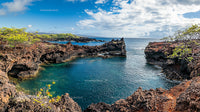 Turquoise Waters and Volcanic Cliffs at a Tropical Lagoon