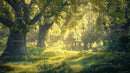 Sunlit Pathway Through Serene Green Forest
