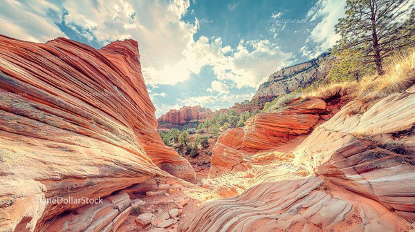 Stunning Red Rock Formations in a Gold Landscape
