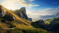 Dramatic Sunrise Over Rocky Mountain Landscape