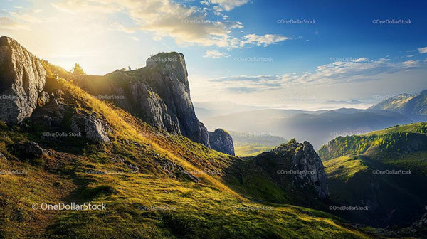 Dramatic Sunrise Over Rocky Mountain Landscape