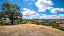 Serene Hillside Under Vibrant Blue Sky with Fluffy Clouds