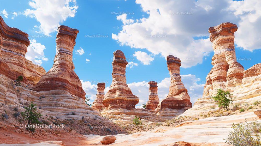 Majestic Sandstone Hoodoos Against Blue Sky