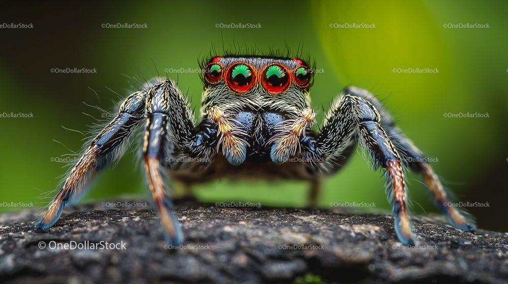Vibrant Jumping Spider Macro Photography