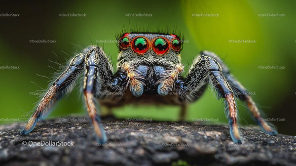 Żywe Makrofotografie Skaczącego Pająka