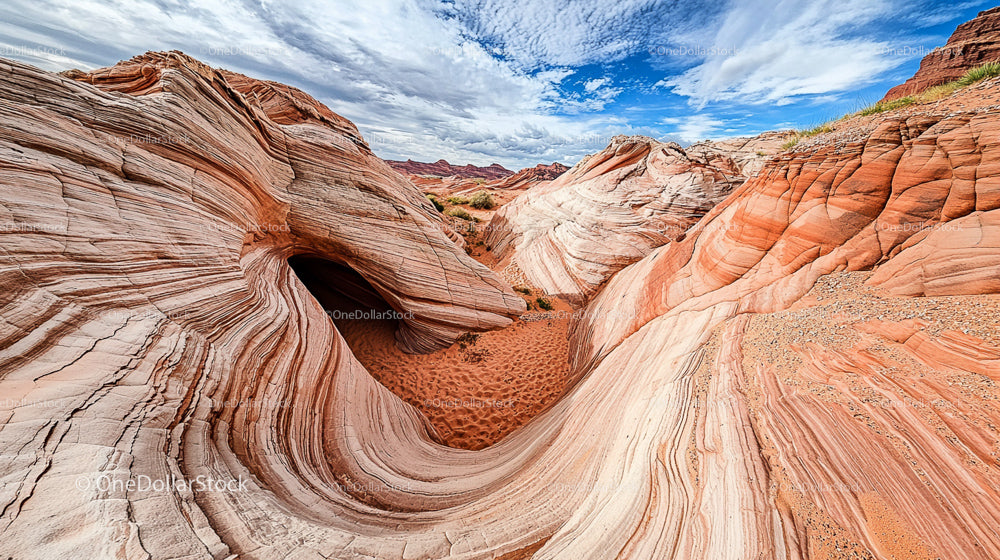 Striking Sandstone Formations with Dynamic Orange Striations