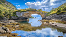 Scenic Natural Arch Over Tranquil Coastal Waters