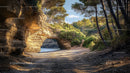 Sunlit Rocky Arch in a Mediterranean Coastal Landscape