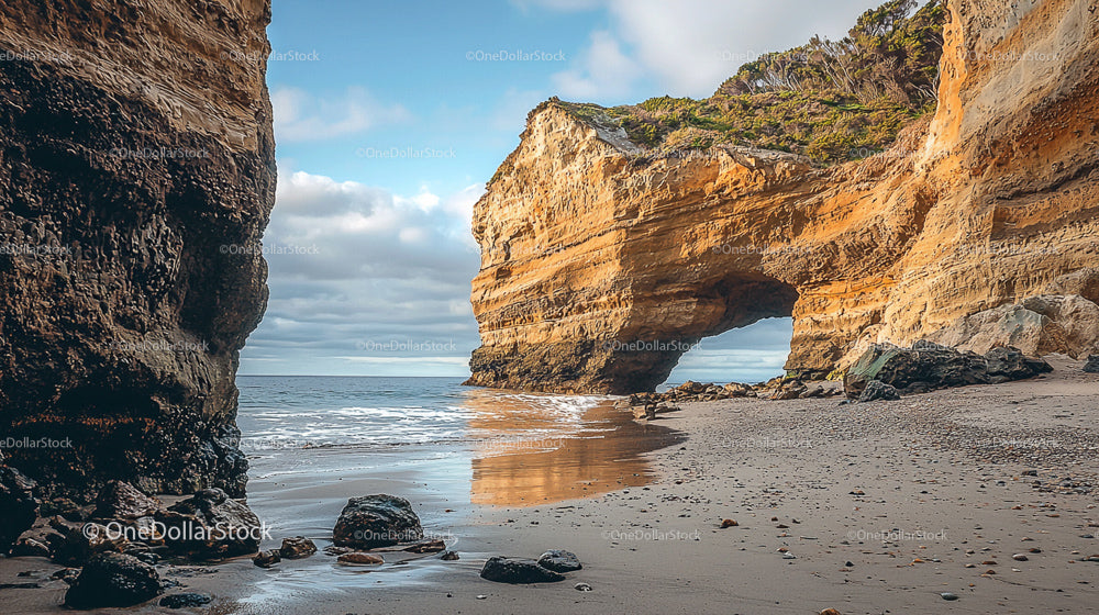 Majestic Coastal Cliffs and Archway by the Sea