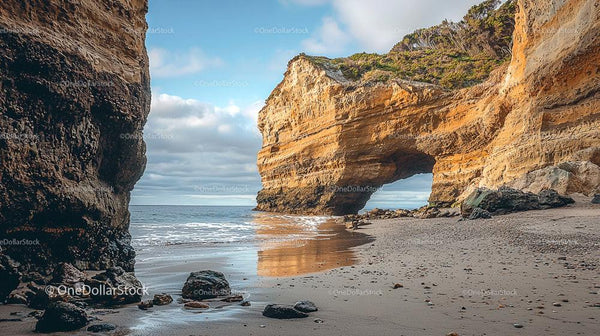 Majestic Coastal Cliffs and Archway by the Sea