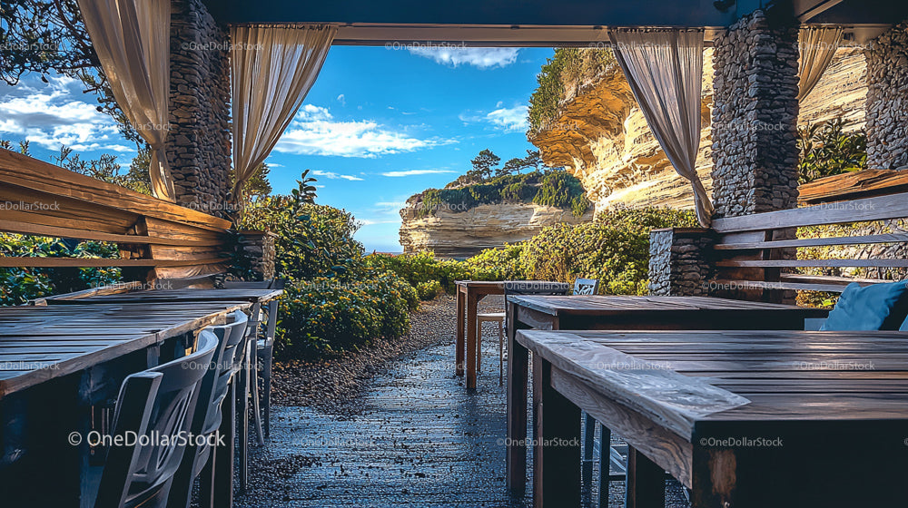 Coastal Cafe with Scenic Cliffs and Open-Air Seating