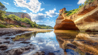 Breathtaking Cliff Reflection on Serene Lake