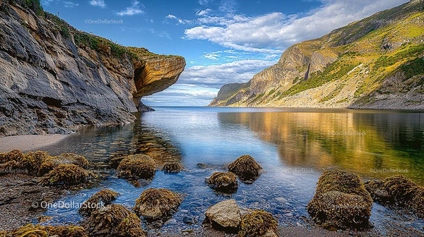 Rocky Cliffs Overlooking a Serene Coastal Cove