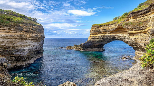 Stunning Coastal View of Natural Arch and Ocean