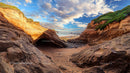 Scenic Coastal Cliffs with Vibrant Sky and Sea Cave