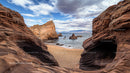 Dramatic Rocky Coastline with Ocean and Sandy Beach