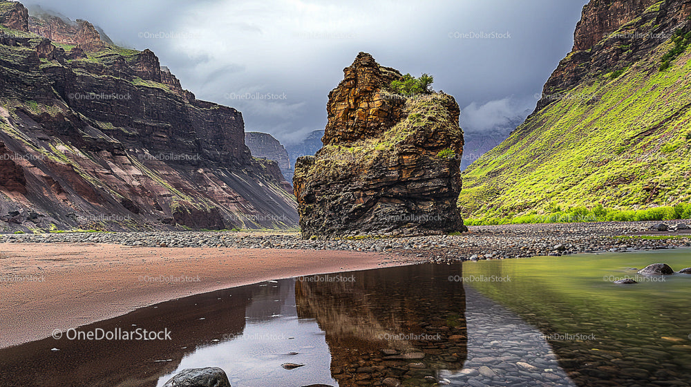 Majestic Canyon with Towering Cliffs and Serene River