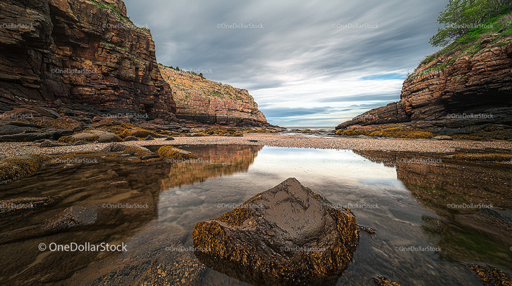 Scenic View of Rocky Coastal Cliffs with Reflective Waters