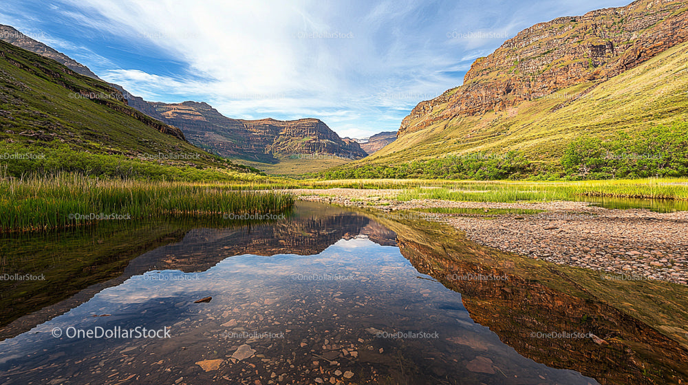 Scenic Mountain View with Calm Reflective Lake