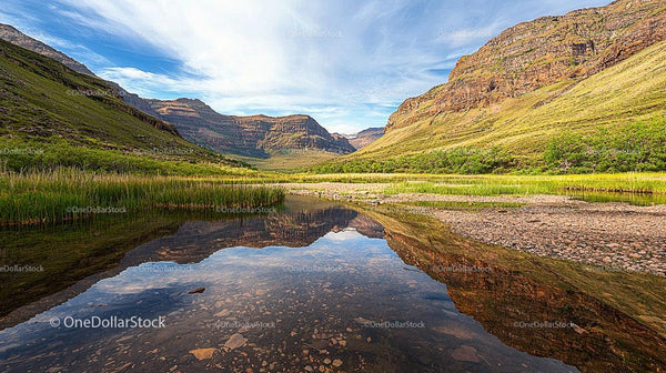 Scenic Mountain View with Calm Reflective Lake