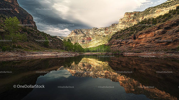 Tranquil Canyon Landscape with Reflective Waters