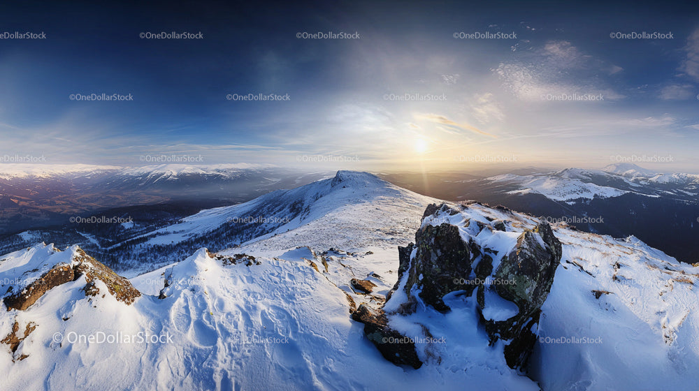 Majestic Snowy Mountain Peak at Sunrise