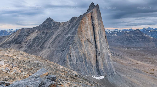 Dramatic Towering Peak in Rugged Mountain Landscape