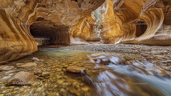Majestic Canyon with Flowing River and Stunning Rock Formations