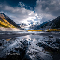 Dramatic Alpine Glacier and Mountain Landscape