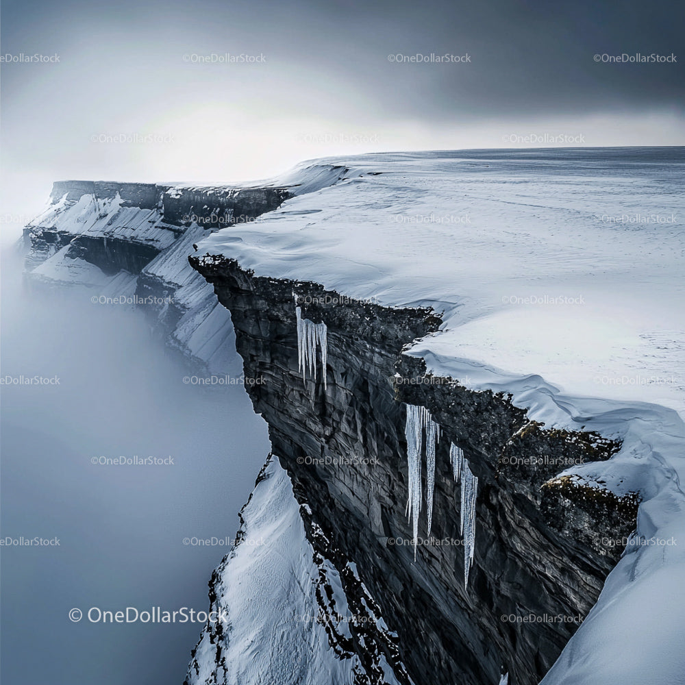 Majestic Icy Cliff in a Winter Wonderland