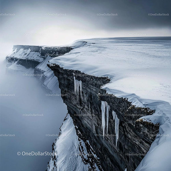 Majestic Icy Cliff in a Winter Wonderland