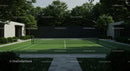 Modern Tennis Court Surrounded by Lush Greenery